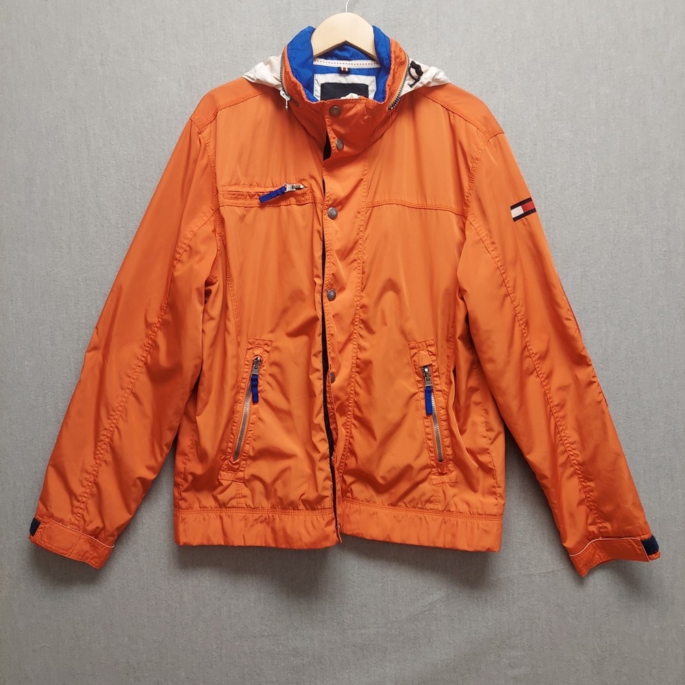 Tommy‎ Hilfiger Sailing Gear Jacket Mens XL Hooded Windbreaker Nautical Coastal